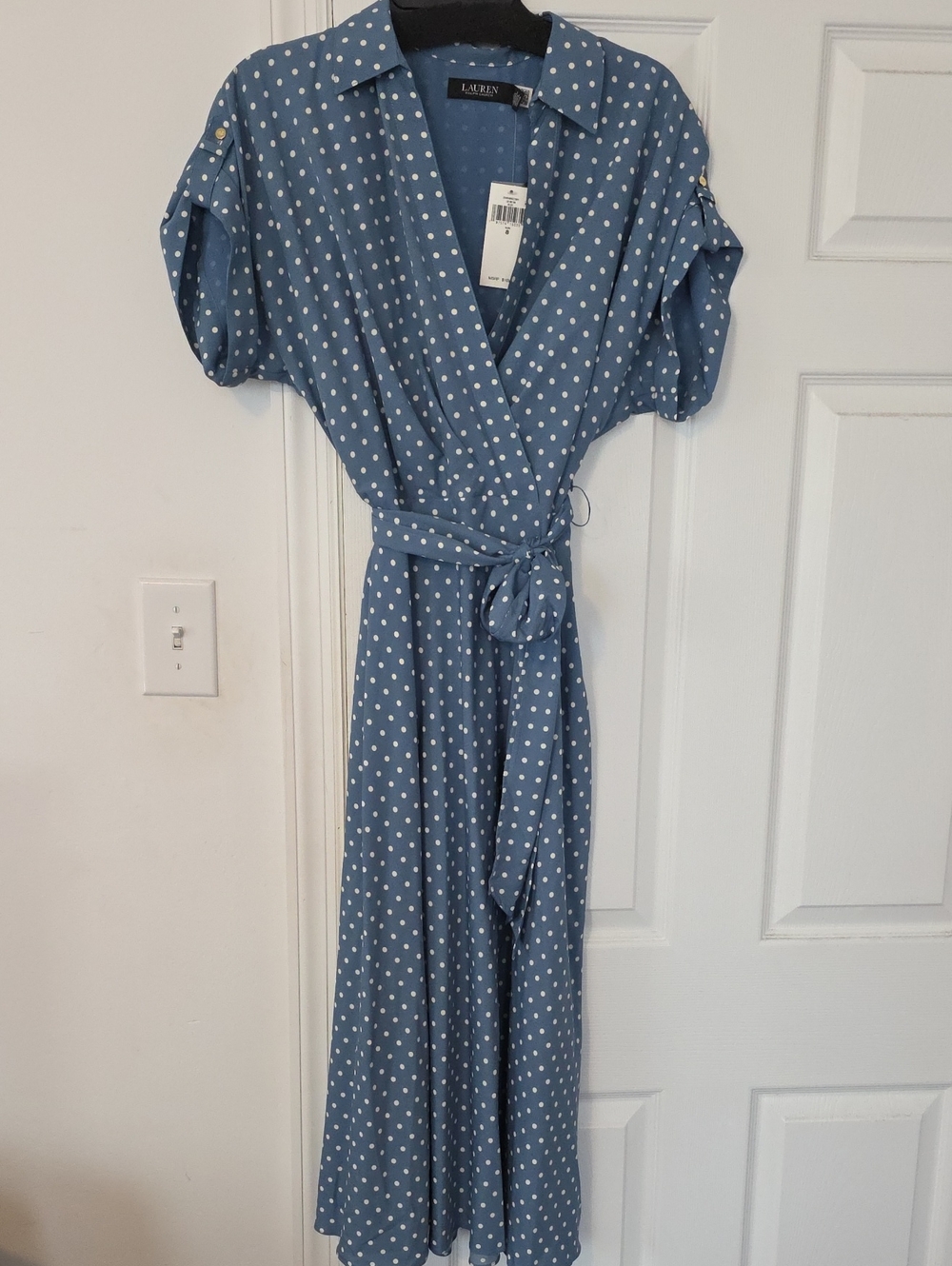 Lauren Ralph Lauren Blue Polka Dot Wrap Dress